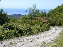 Вид с высоты 300 м на поселок Вишневка и море.